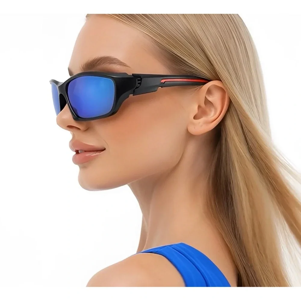 Blue Mirror Lens Cycling Running Women Shades Outdoor Sport Polarized Sunglasses